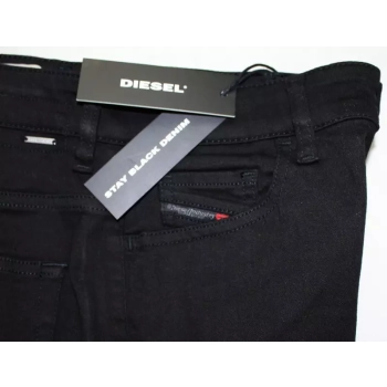 Damskie jeansy Diesel Slandy Ski 00SFNG-0860S czarne rurki z zapiętkami