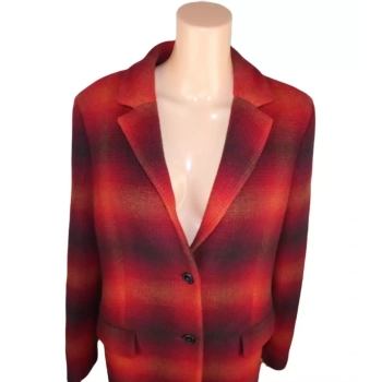 Damski płaszcz Tommy Hilfiger -Wool Blend Check Classic Coat -WW0WW31740 -czerwona kratka