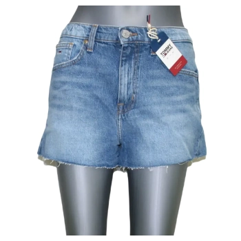 Damskie spodenki Tommy Jeans - Denim Hotpant - Anin Mid Blue Comfort - DW0DW08218