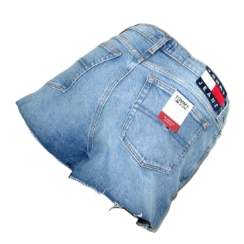 Damskie spodenki Tommy Jeans - Denim Hotpant - Anin Mid Blue Comfort - DW0DW08218