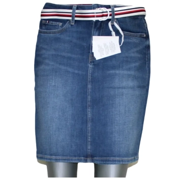 Spódnica jeans Tommy Hilfiger Rome -High Waist Lea Skirt WW0WW32974 z paskiem