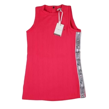 Sukienka dziecięca Tommy Hilfiger -Graphic Tape Dress KG0KG07184-TJN -Laser Pink -różowa