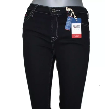 Spodnie jeansowe Tommy Jeans Nora -Plaid Black Stretch DW0DW05025 czarne rurki.