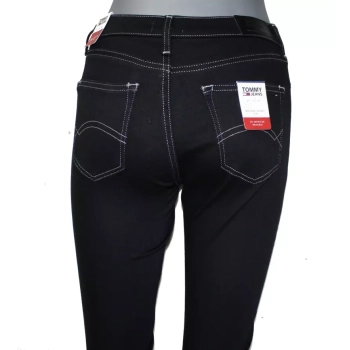 Spodnie jeansowe Tommy Jeans Nora -Plaid Black Stretch DW0DW05025 czarne rurki.