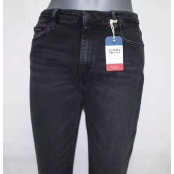 Damskie jeansy Tommy Jeans Santana - Perkins Black Stretch rurki DW0DW04734