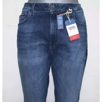 Spodnie jeansowe Tommy Jeans Santana rurki Neddle Dark Blue DW0DW05010