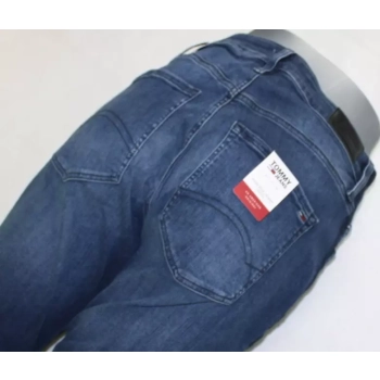 Spodnie jeansowe Tommy Jeans Santana rurki Neddle Dark Blue DW0DW05010