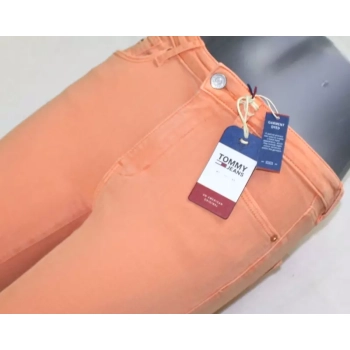 Jeansy Tommy Jeans Sylvia -rurki Melon Orange Stretch DW0DW08220