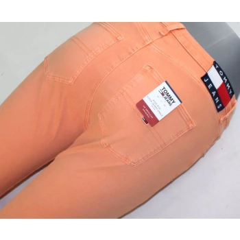 Jeansy Tommy Jeans Sylvia -rurki Melon Orange Stretch DW0DW08220