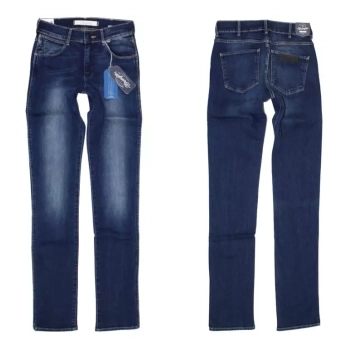 Spodnie jeansowe damskie Wrangler Caitlin - Regular - Scuffed Indigo W24CX134D