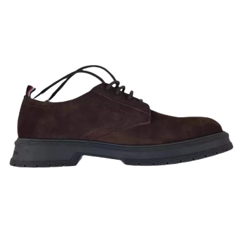 Półbuty męskie Tommy Hilfiger - Core Suede Shoe FM0FM04677-GT6 Cocoa - skóra prawdziwa zamszowa - ciemny brąz