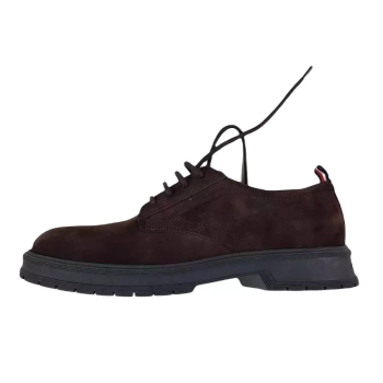 Półbuty męskie Tommy Hilfiger - Core Suede Shoe FM0FM04677-GT6 Cocoa - skóra prawdziwa zamszowa - ciemny brąz