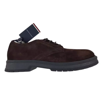 Półbuty męskie Tommy Hilfiger - Core Suede Shoe FM0FM04677-GT6 Cocoa - skóra prawdziwa zamszowa - ciemny brąz