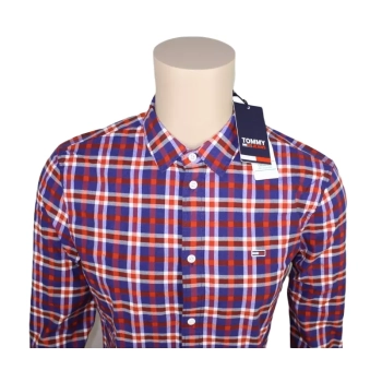 Koszula męska Tommy Jeans -Stretch Poplin Check Shirt - Slim Fit -DM0DM11328