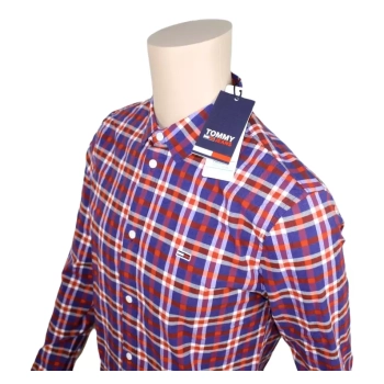 Koszula męska Tommy Jeans -Stretch Poplin Check Shirt - Slim Fit -DM0DM11328