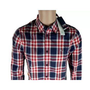 Męska koszula Tommy Jeans -Twilight Navy Multi Check -kratka - DM0DM13041-C87