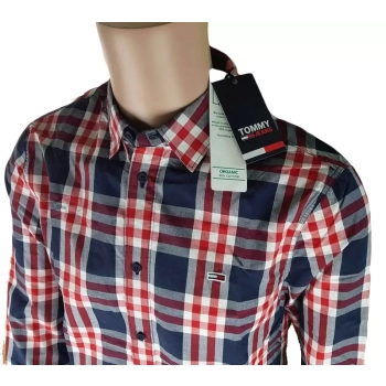 Męska koszula Tommy Jeans -Twilight Navy Multi Check -kratka - DM0DM13041-C87