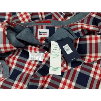 Męska koszula Tommy Jeans -Twilight Navy Multi Check -kratka - DM0DM13041-C87