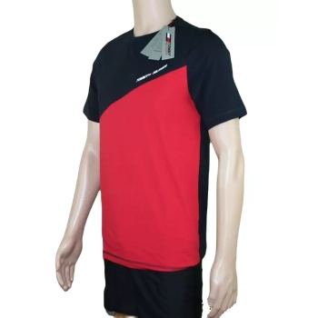 Męska koszulka Tommy Hilfiger - Primary Red MW0MW17281 -czerwono-czarna