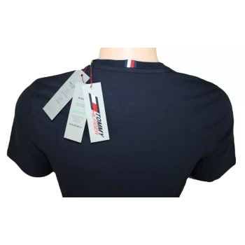 Męska koszulka Tommy Hilfiger - Primary Red MW0MW17281 -czerwono-czarna