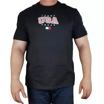 Męska koszulka Tommy Jeans - Classic Modern Sport USA - Regular Fit T-shirt - DM0DM16406-BDS Black