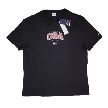 Męska koszulka Tommy Jeans - Classic Modern Sport USA - Regular Fit T-shirt - DM0DM16406-BDS Black