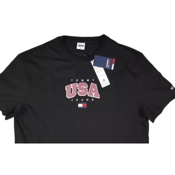 Męska koszulka Tommy Jeans - Classic Modern Sport USA - Regular Fit T-shirt - DM0DM16406-BDS Black