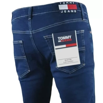 Tommy Jeans Austin jeansy męskie - Slim Tapered - Denim Dark - DM0DM16473-1BK