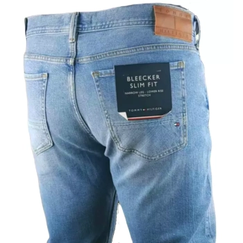 Jeansy męskie Tommy Hilfiger Bleecker - Slim Fit - Narrow Leg - Lower Rise - Stretch - Cheviot Blue - MW0MW09592