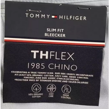 Spodnie męskie Tommy Hilfiger Bleecker - TH Flex 1985 Chino - Stretch Slim Fit - MW0MW26619-C1O - Breezy Blue - błękitne