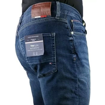 Męskie jeansy Tommy Hilfiger Denton - Straight Fit Stretch - Two Years Worn - MW0MW31102-1BM