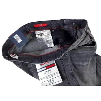 Tommy Jeans Simon jeansy męskie - Skinny - Dynamic Premium Stretch - Denim Black - DM0DM15598-1AB - szare